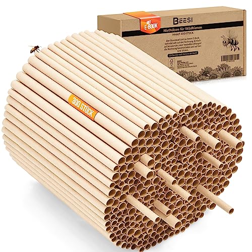 Nisthülsen für Insektenhotel 15 cm lang Durchmesser 6 UND 8 mm gemischt inkl. E-Book Niströhren u. Pappröhrchen für Wildbienen (Pappröhrchen, 300)