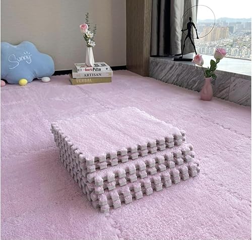 12 Stück Eva-Schaum-Puzzle-Spielmatte, weicher Bodenteppich, Kletterunterlage for Wohnzimmer, Schlafzimmer, Dekoration(Pink)