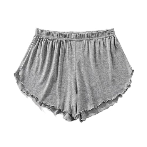Generisch Damen Pyjamahose Sommer Kurze Pyjamahose Männer Shorts (Grey, L)