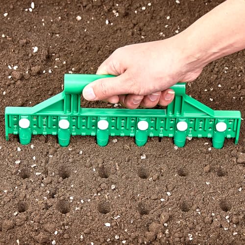 HH-LIFE Seed Dibber mit Kalibrierung, Samenpflanz-Set, Blumenzwiebel pflanzholz werkzeuge, Blumenzwiebelsetzer aus (Grün)