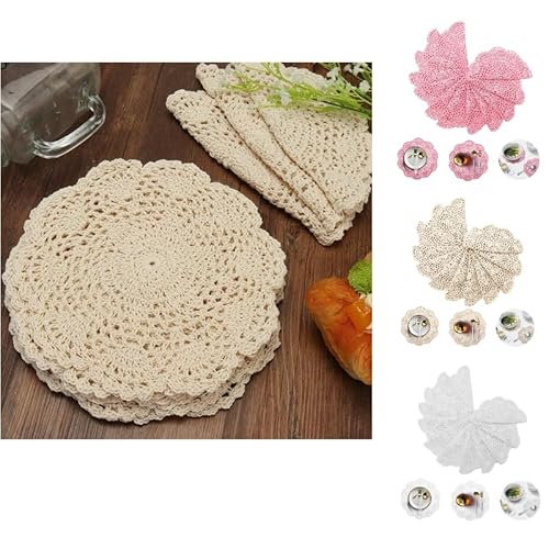 12 Stück untersetzer 20 cm untersetzer gläser Glas untersetzer-Set filzuntersetzer rund tassenuntersetzer für wohnungs zubehör Tisch deko (Rosa)