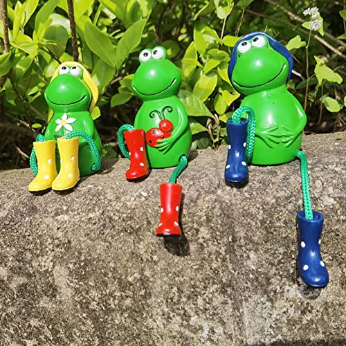 Deko Garten Frosch Figuren, 3 Stück Gartendeko Statue, Tiere Ornament Gartenfigur Für Außen, Harz Statue Bauernhof Balkon Miniteich Teich Wohnzimmer Office Deko (B)