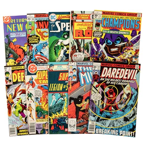 Vintage Comic Book Value Pack - 10 verschiedene DC Marvel Indy Comics - jeweils mindestens 40+ Jahre alt ab 60er, 70er und 80er Jahre, keine Dupes oder unangemessener Inhalt, tolles Sammlergeschenk