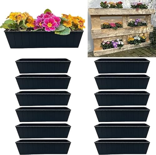 Generisch Blumenkasten für Paletten aus Kunststoff in Antrazit 6 Stück Euro-Palette, 00437