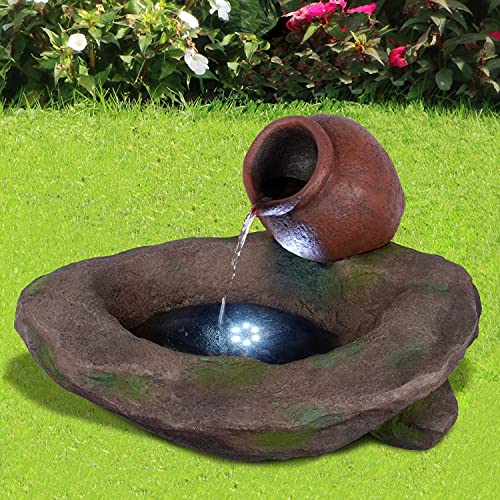 AMUR Gartenbrunnen Zierbrunnen Zimmerbrunnen Springbrunnen Brunnen 230V Wasserfall Wasserspiel für Garten, Gartenteich (Wein-AMPHORE)