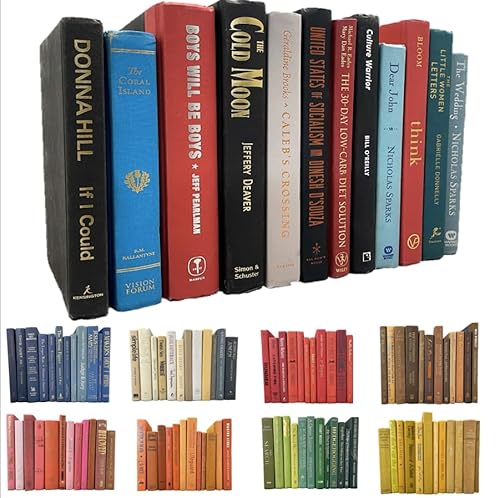 Gemischtes Set moderner gebundener Bücher | echte gebundene Bücher Heimdekoration | Großpackung mit dekorativen Hardcover für Bücherregal-Innenarchitektur von Häusern, Büros, Hochzeiten oder