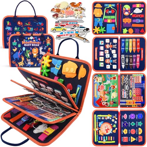 ZOOI Busy Board, Quiet Book, Montessori Spielzeug ab 1 2 3 4 Jahre, Geschenke für Junge Mädchen, Kleinkinder Activity Board, Kinder Sensorik Lernspielzeug, Motorikbrett für Reise