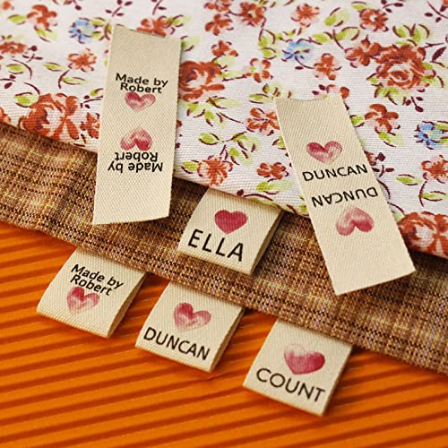Individuelle Personalisieren Baumwolle Label,Tuch Etiketten Handgemachte Label Falten Tags,Stoff Etiketten Label Personalisiert (In der Hälfte gefaltet,50 pcs)