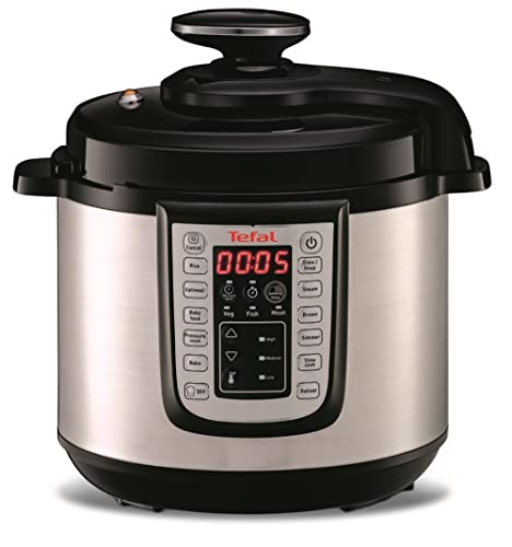Tefal CY505E Fast & Delicious Multikocher | elektrischer Schnellkochtopf | 6 L Kapazität | 25 Automatische Programme | Bis zu 80 % schnelleres Kochen | Energiesparend | Rezeptheft | 1200 W | Edelstahl